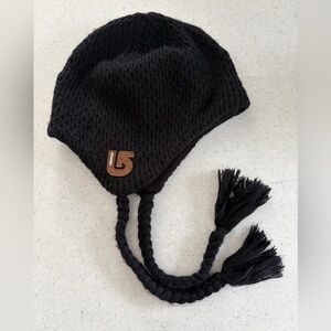 Burton Black Knit Hat with Tassels